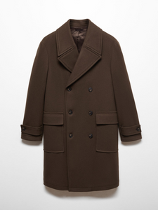 Wool double-breasted coat with buttons