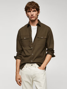 Chest-pocket cotton overshirt