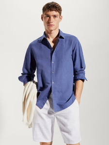 Regular-fit linen cotton shirt