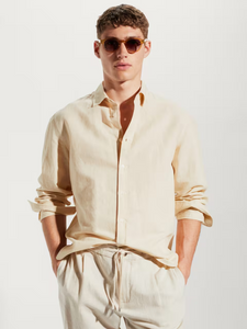 Regular-fit linen cotton shirt