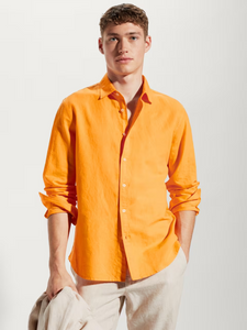 Regular-fit linen cotton shirt