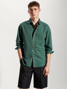 Regular-fit linen cotton shirt