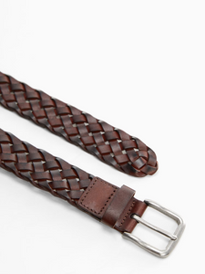 Braided leather belt