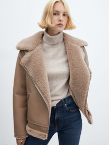 Faux shearling-lined jacket