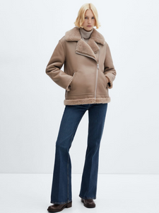 Faux shearling-lined jacket