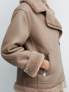 Faux shearling-lined jacket