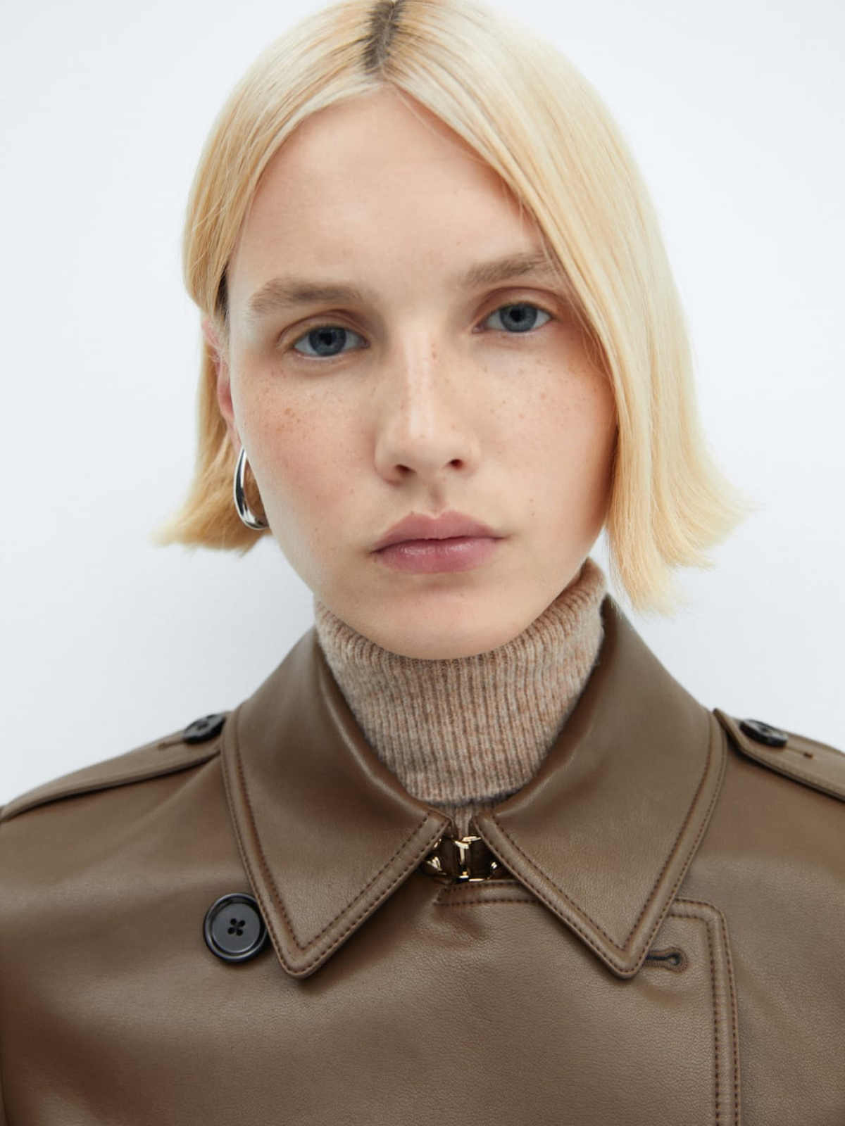 Leather-effect trench coat