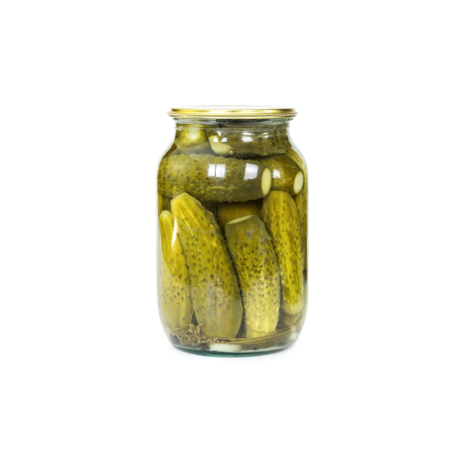 Pickled cucumbers glass jar