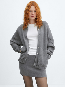 Knitted bomber jacket with seam detail