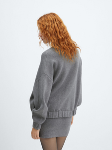 Knitted bomber jacket with seam detail