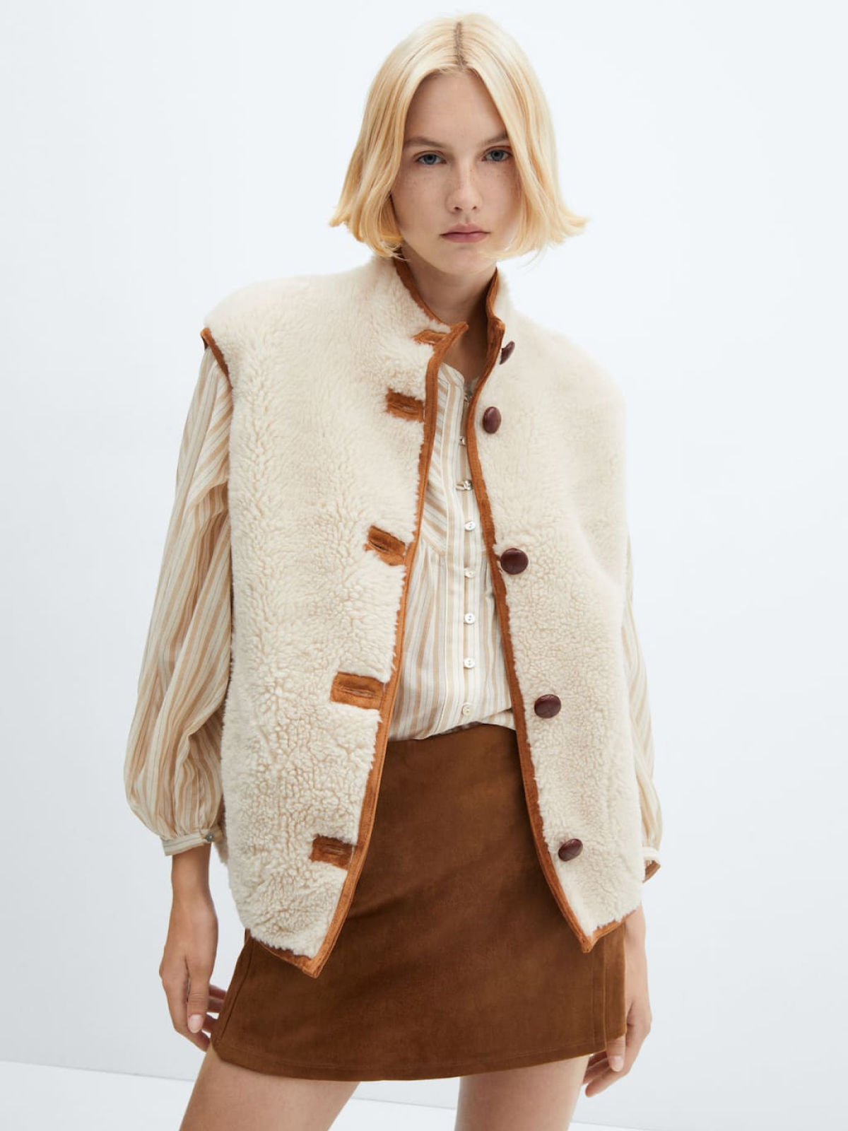 Reversible shearling vest