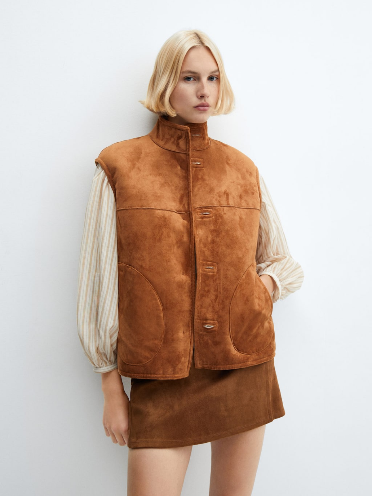Reversible shearling vest