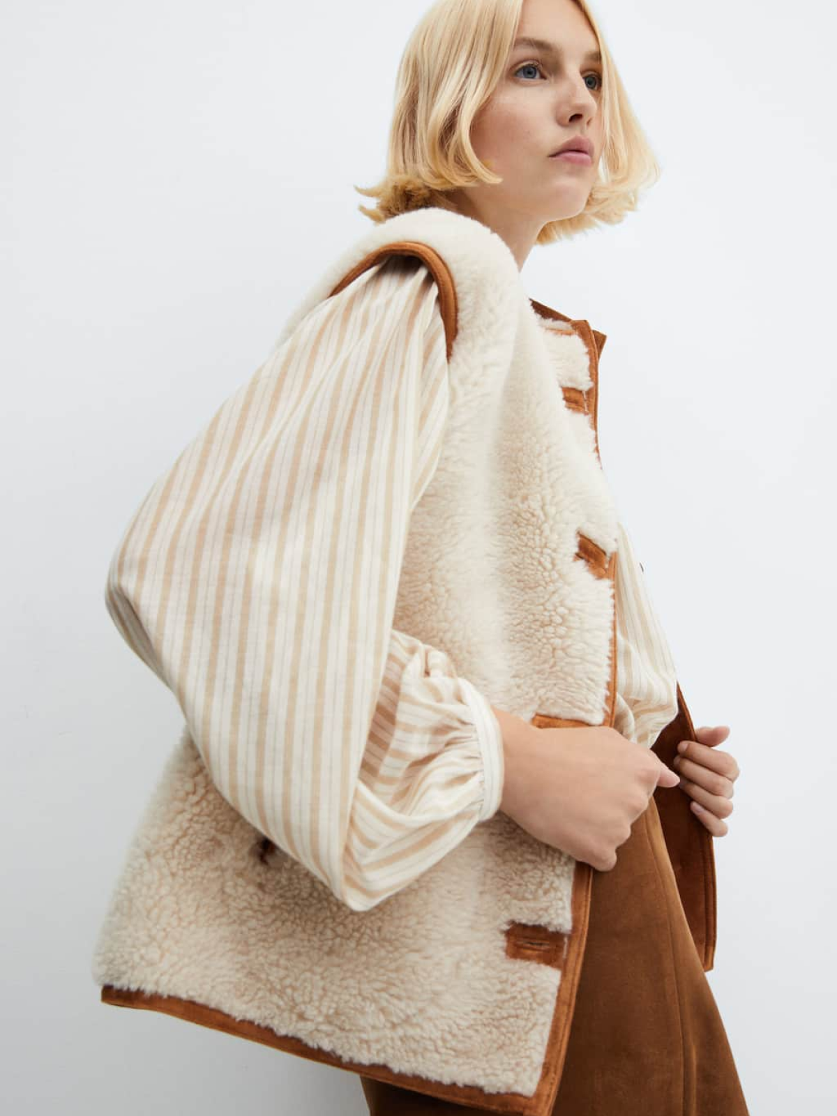 Reversible shearling vest