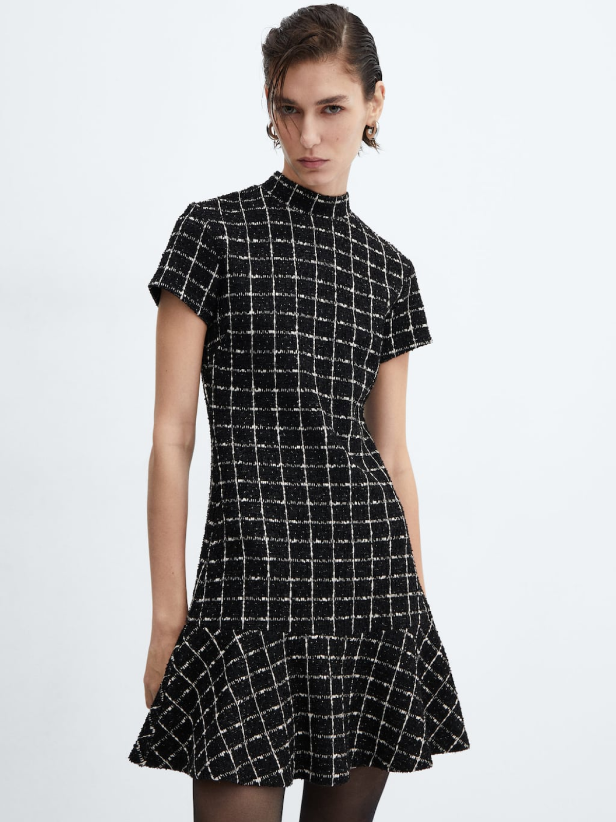 Tweed dress with ruffle hem