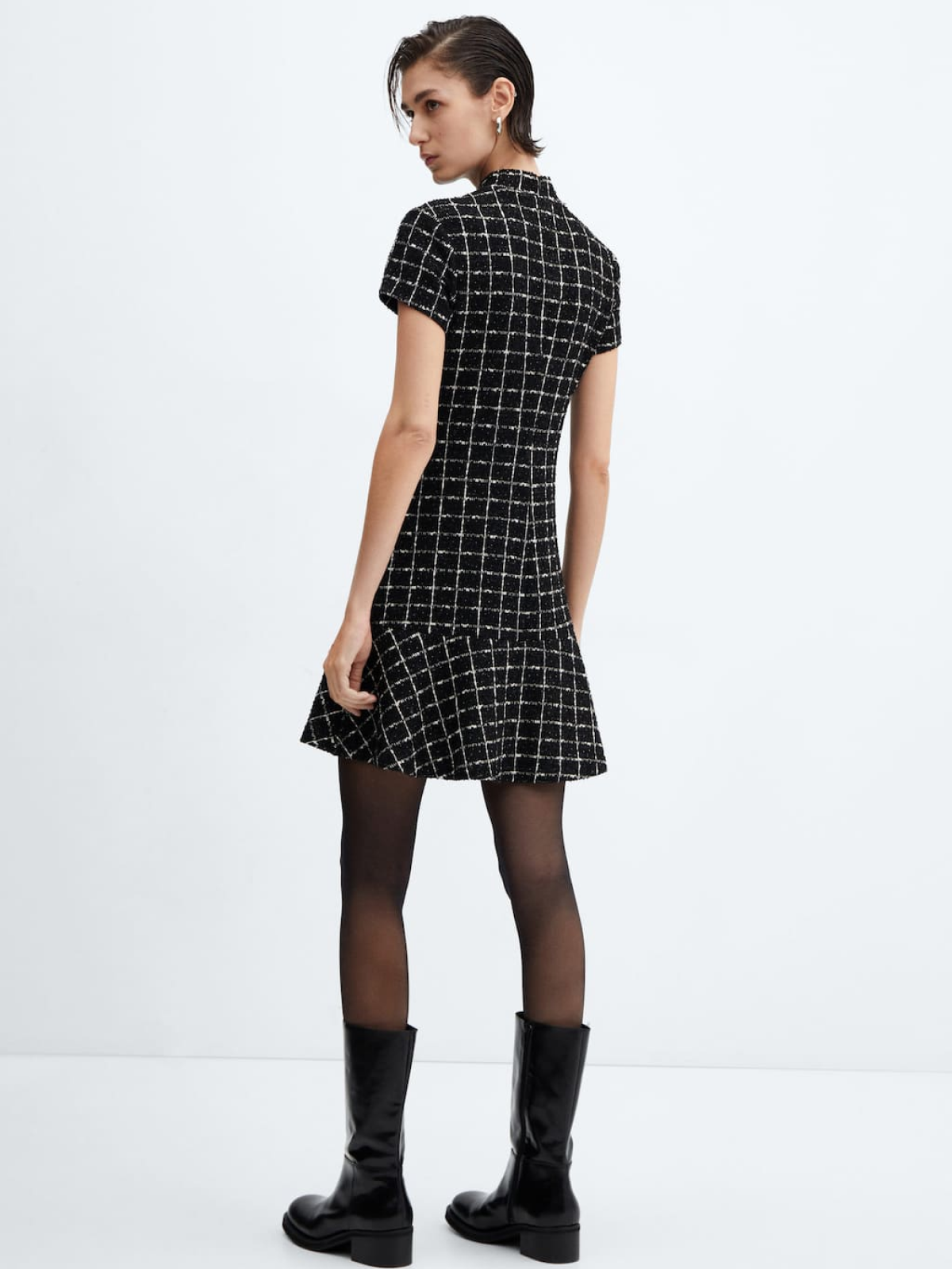 Tweed dress with ruffle hem