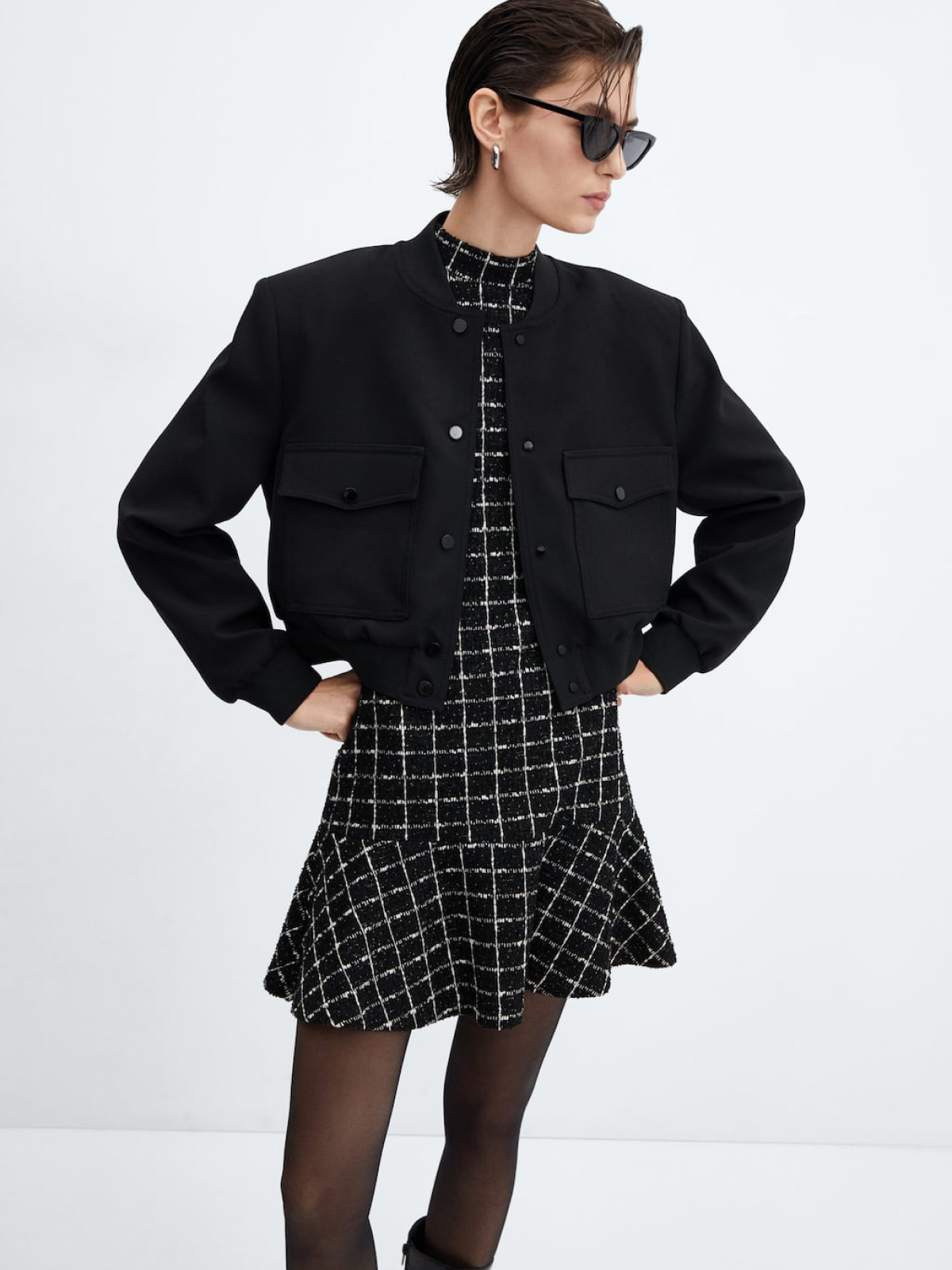 Tweed dress with ruffle hem