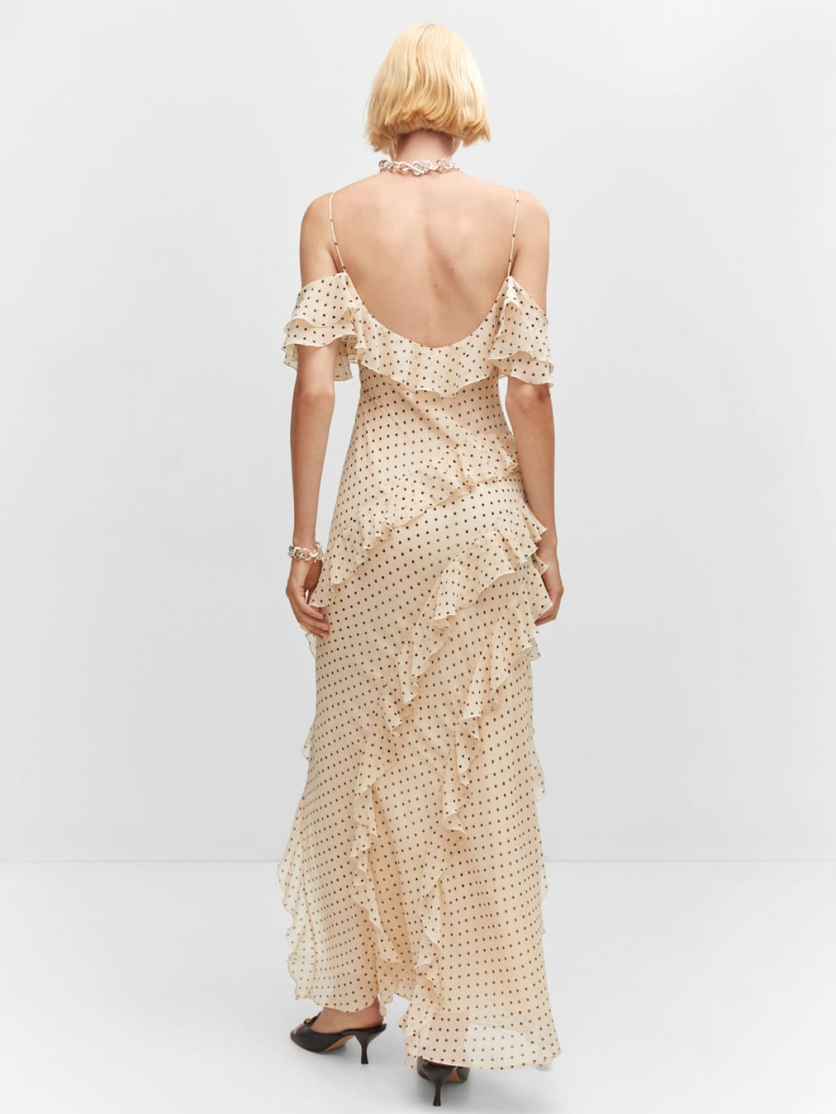 Polka-dot ruffled dress