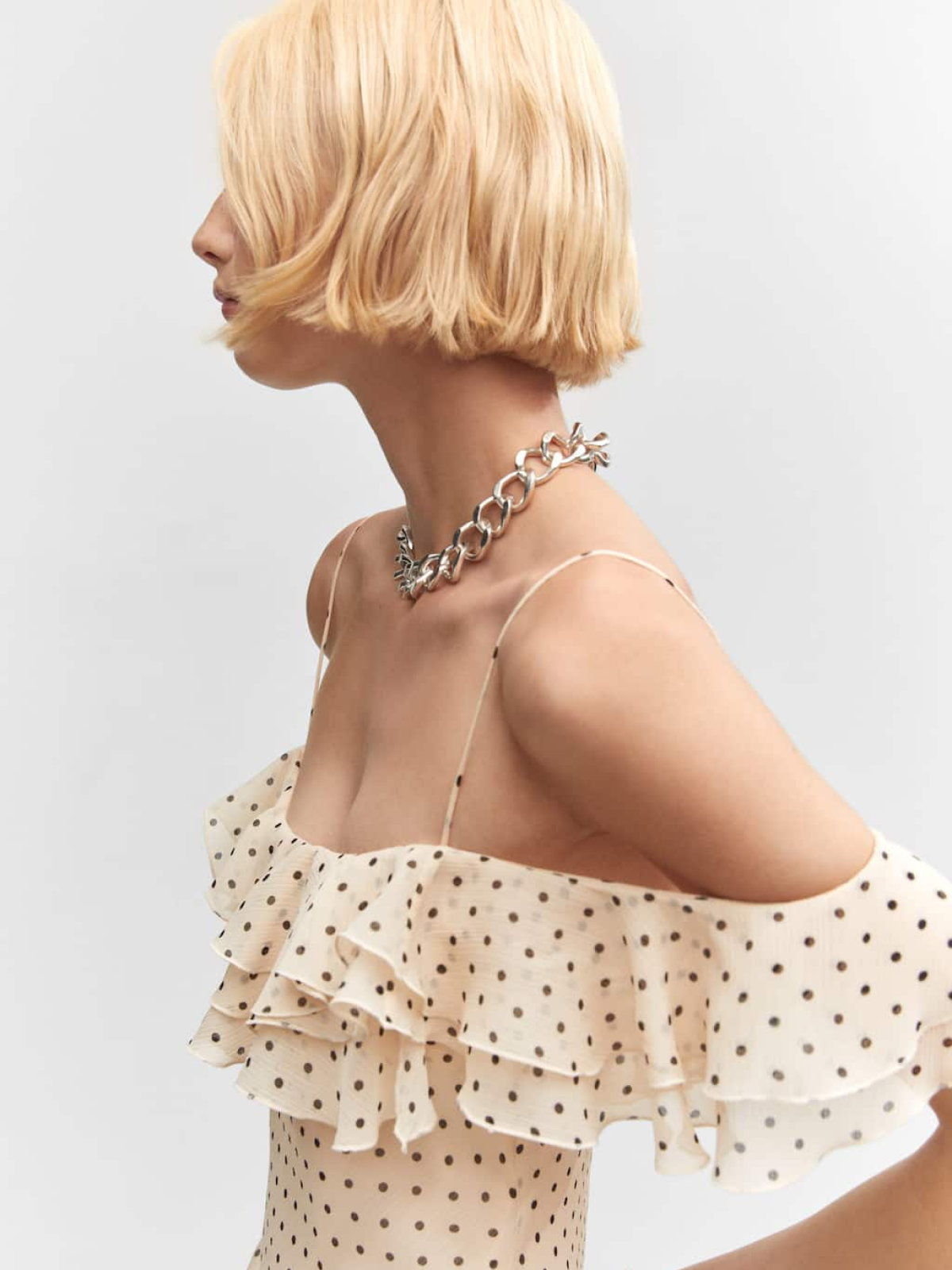 Polka-dot ruffled dress