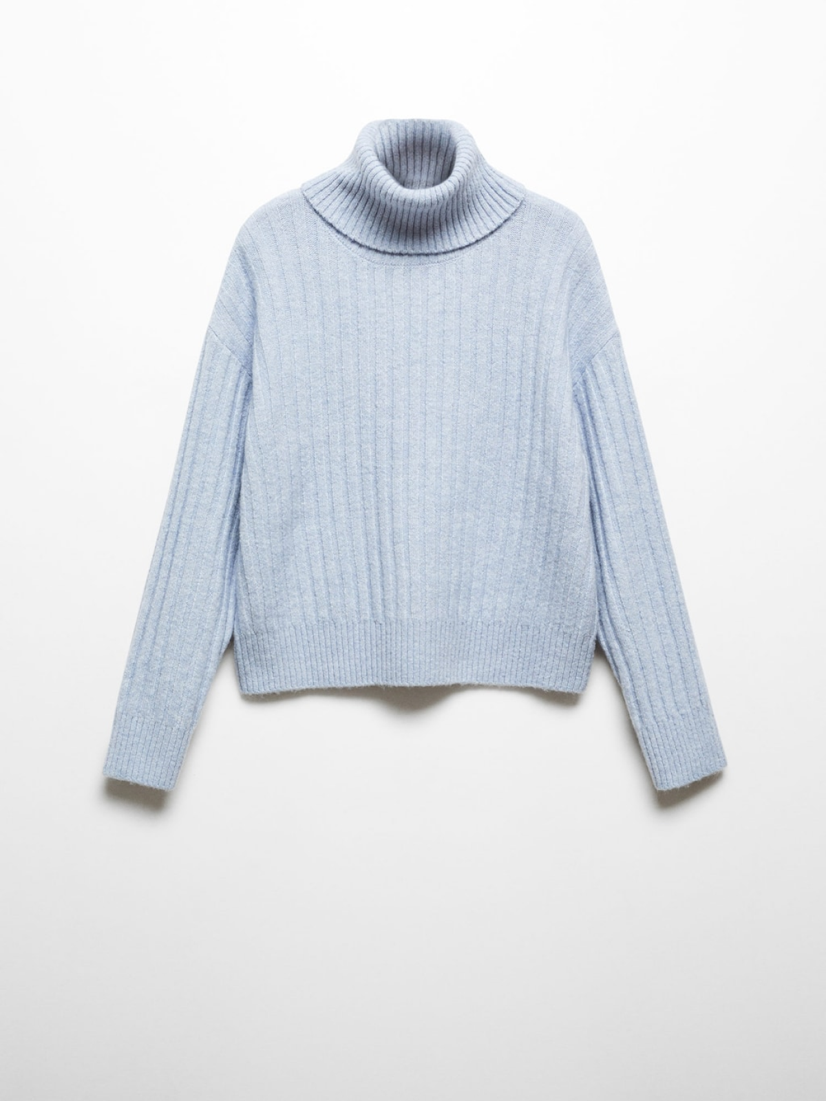 Rolled neck cable sweater